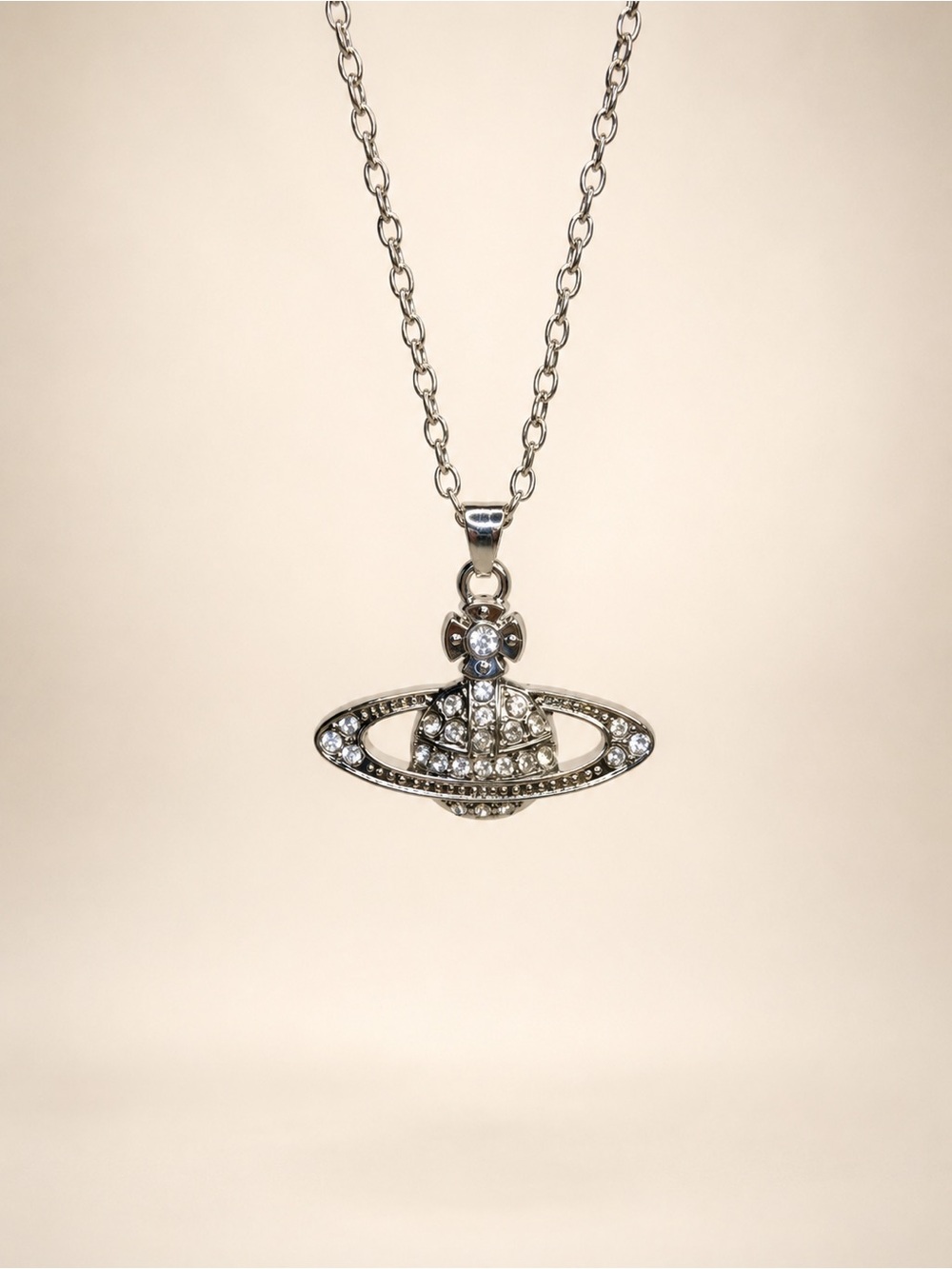 Vivienne Westwood Mini Bas Relief Pendant Necklace Silver Crystal Tone - Picture 2 of 8